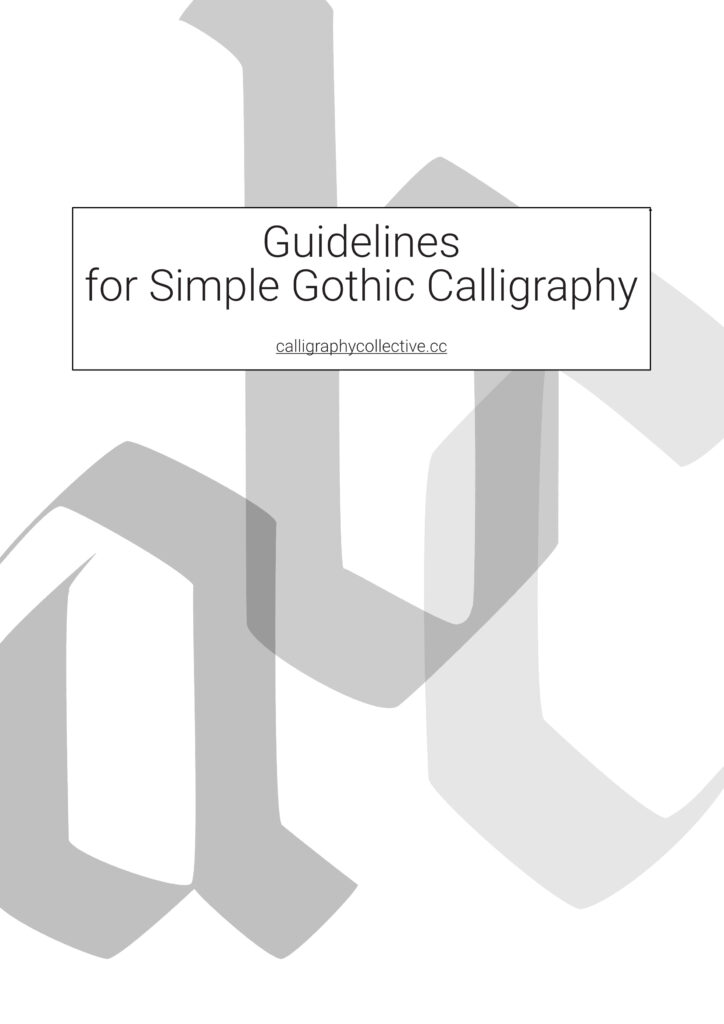 Cover page of the Guidelines PDF for Simple Gothic calligraphy